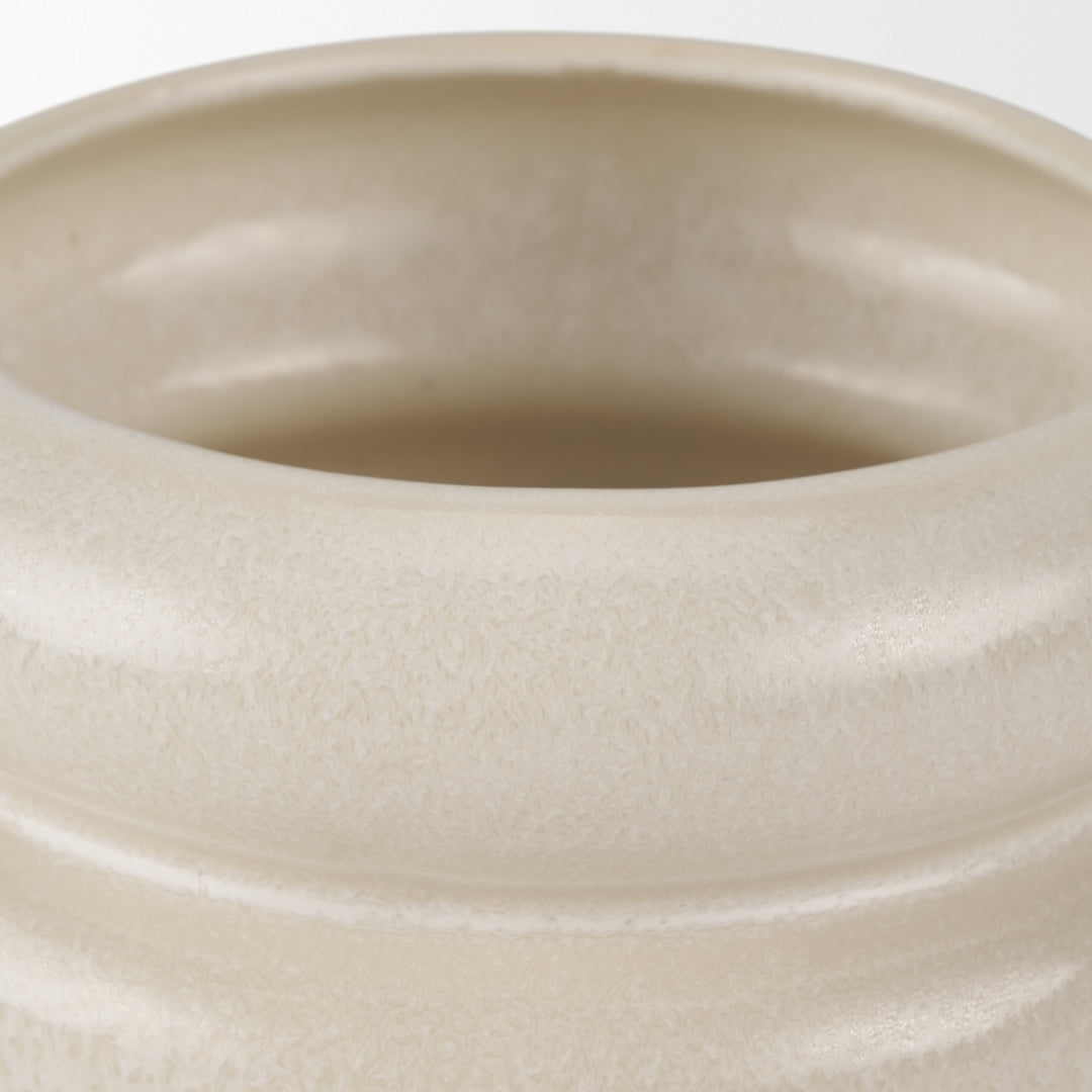 Twyla Short Cream Glazed Ring Pot Decor Mercana