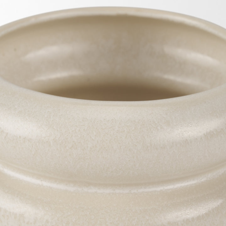 Twyla Short Cream Glazed Ring Pot Decor Mercana