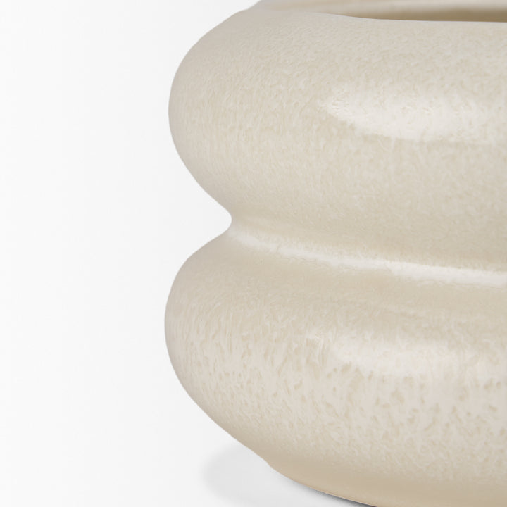Twyla Short Cream Glazed Ring Pot Decor Mercana