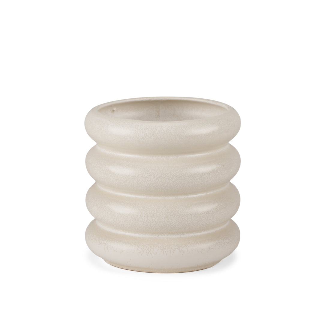 Twyla Tall Cream Glazed Ring Pot Decor Mercana