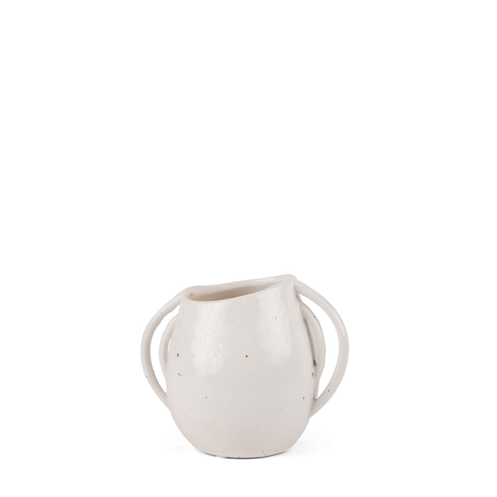 Urvi Short Off White Speckled Asymmetrical Ceramic Vase Decor Mercana