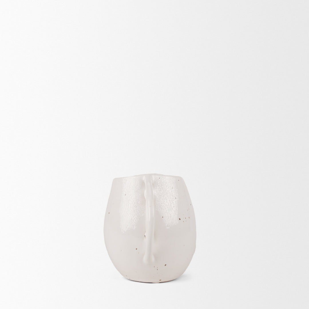 Urvi Short Off White Speckled Asymmetrical Ceramic Vase Decor Mercana