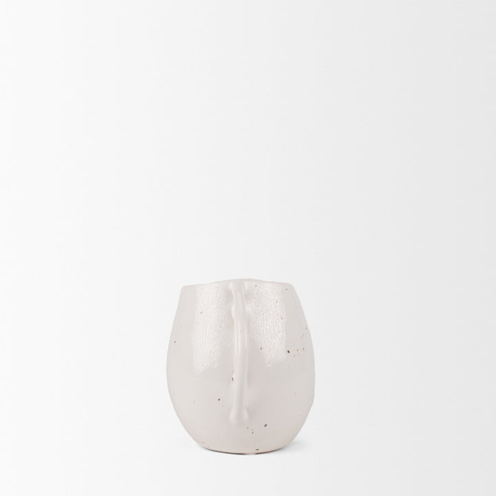 Urvi Short Off White Speckled Asymmetrical Ceramic Vase Decor Mercana