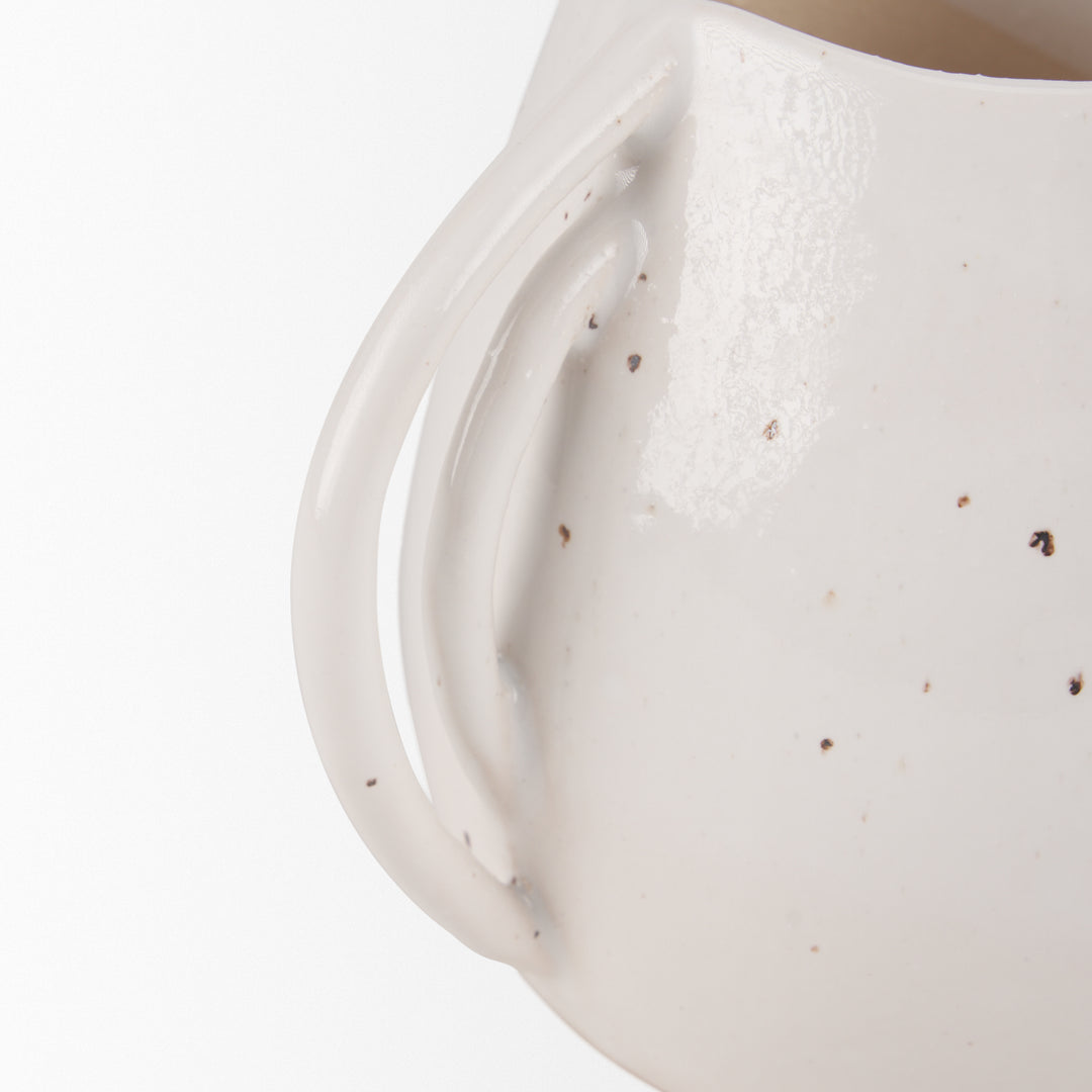 Urvi Short Off White Speckled Asymmetrical Ceramic Vase Decor Mercana