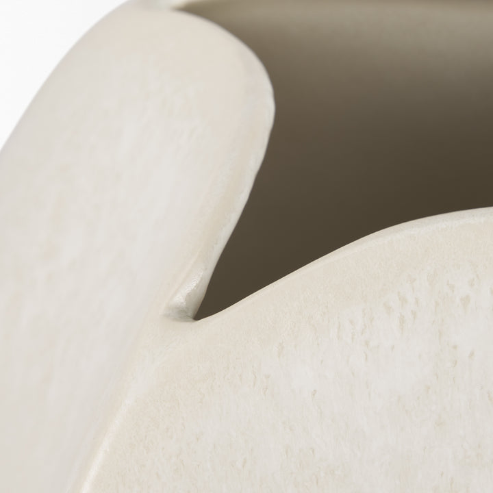 Vania Short Off White w/ Tan Textured Ceramic Vase Decor Mercana