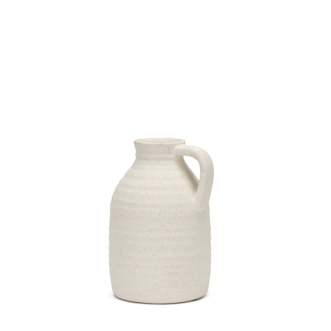 Tyrus Medium Textured Matte White w/ Speckling Ceramic Vase Decor Mercana
