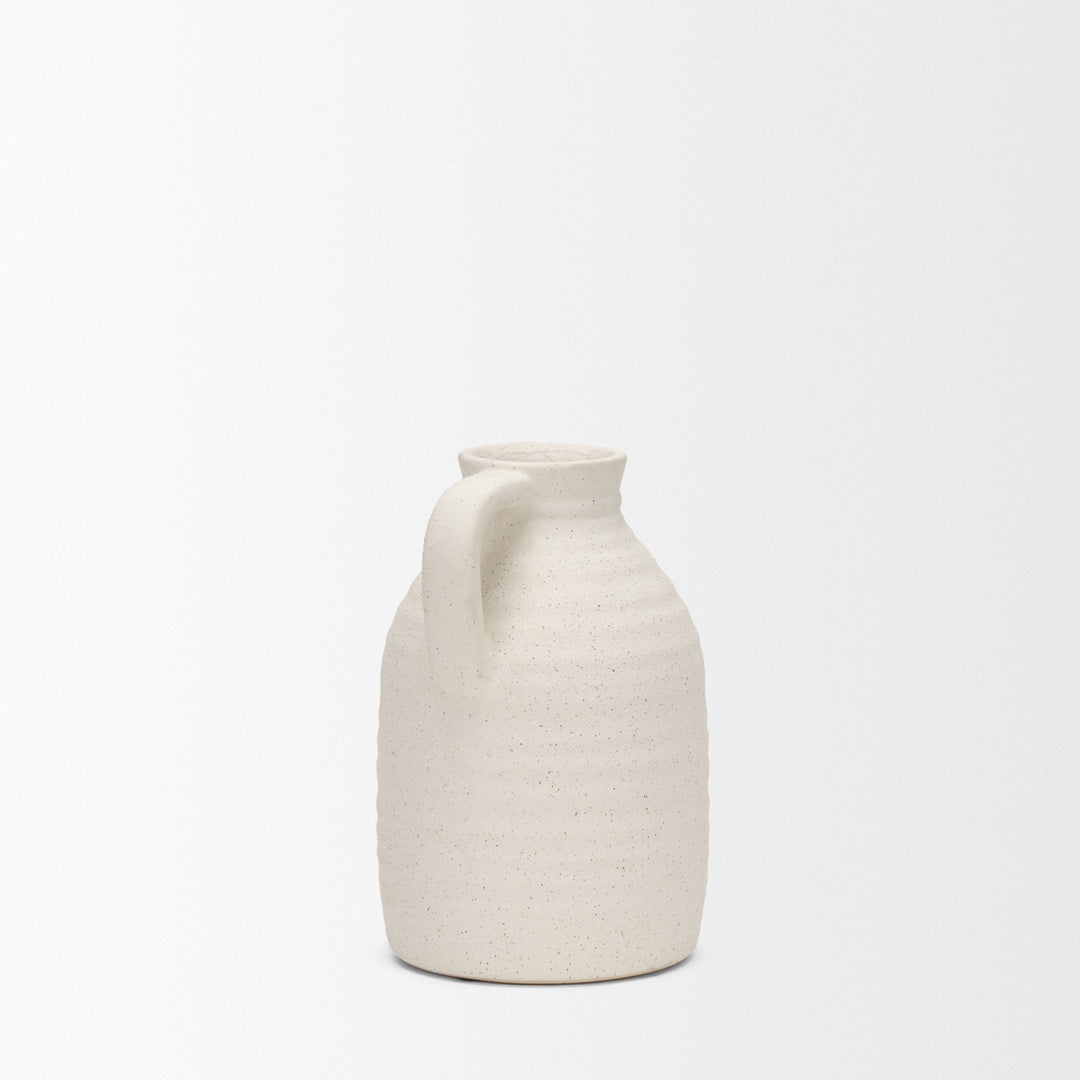 Tyrus Medium Textured Matte White w/ Speckling Ceramic Vase Decor Mercana