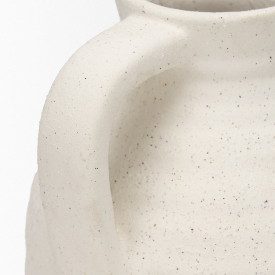 Tyrus Medium Textured Matte White w/ Speckling Ceramic Vase Decor Mercana