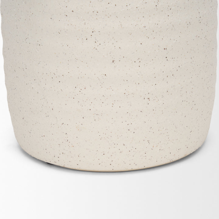 Tyrus Medium Textured Matte White w/ Speckling Ceramic Vase Decor Mercana