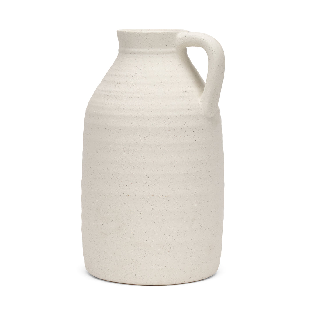 Tyrus Large Textured Matte White w/ Speckling Ceramic Vase Decor Mercana