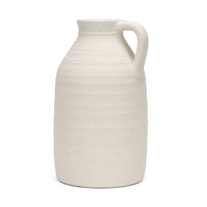 Tyrus Large Textured Matte White w/ Speckling Ceramic Vase Decor Mercana