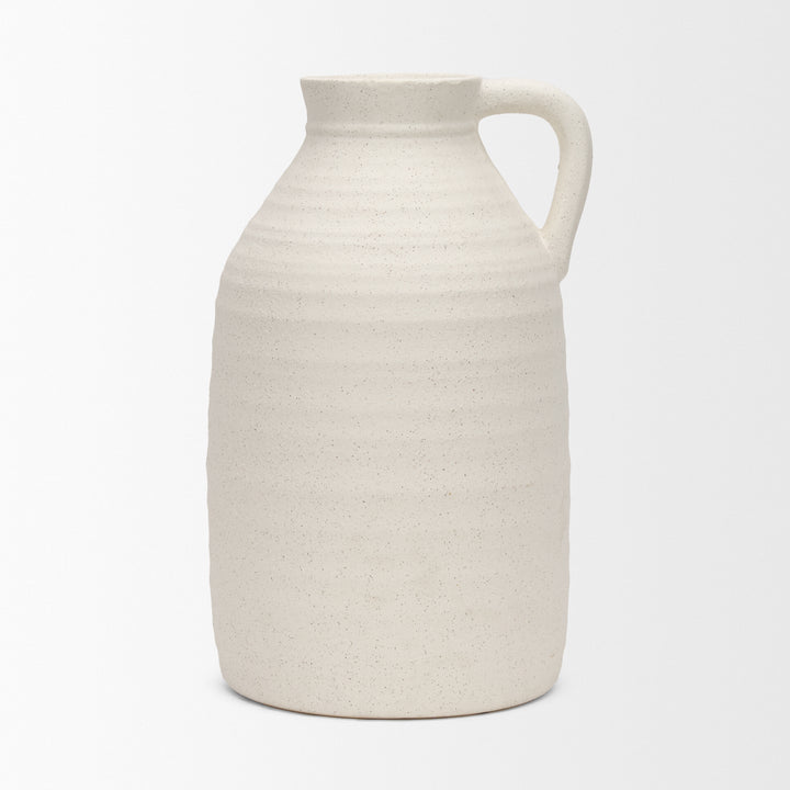 Tyrus Large Textured Matte White w/ Speckling Ceramic Vase Decor Mercana
