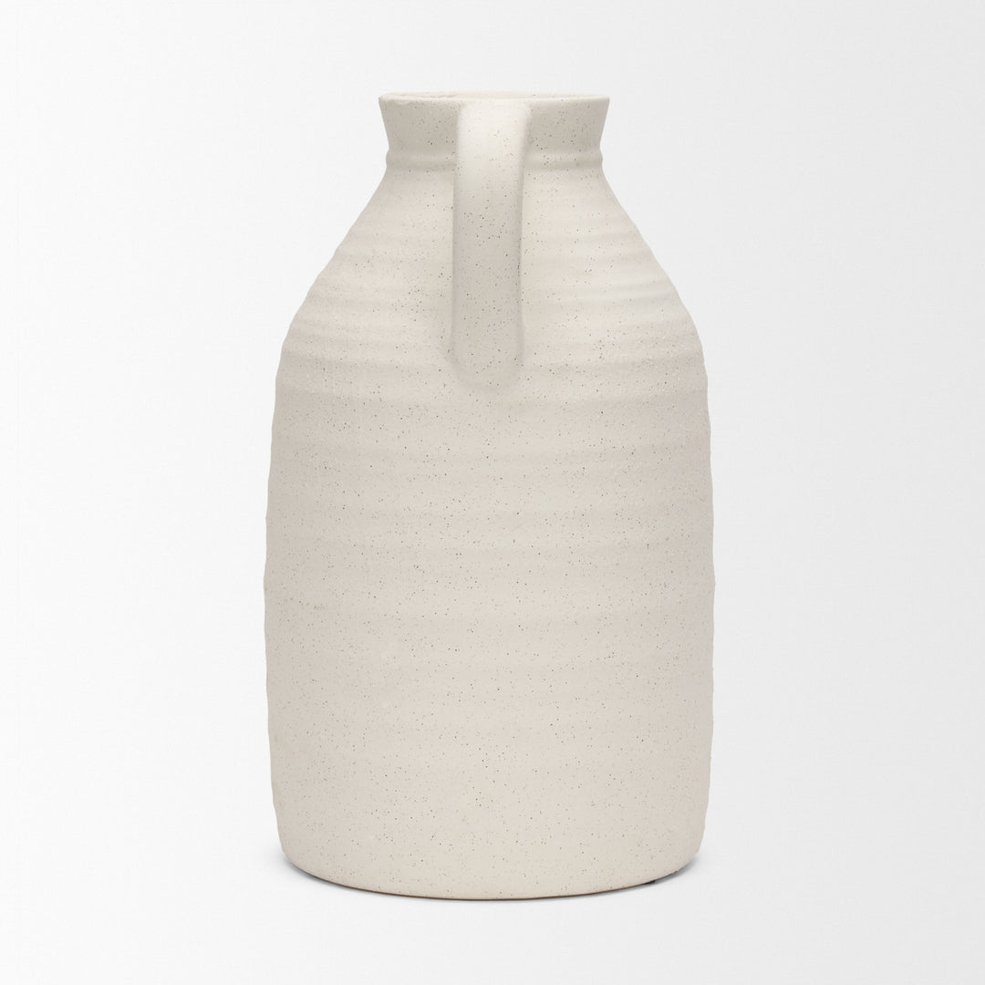 Tyrus Large Textured Matte White w/ Speckling Ceramic Vase Decor Mercana