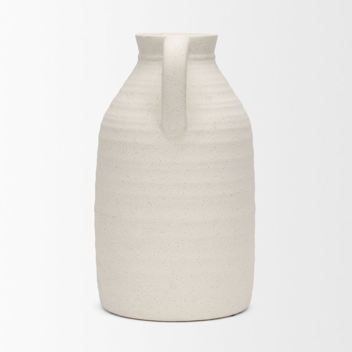 Tyrus Large Textured Matte White w/ Speckling Ceramic Vase Decor Mercana