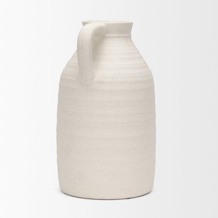 Tyrus Large Textured Matte White w/ Speckling Ceramic Vase Decor Mercana