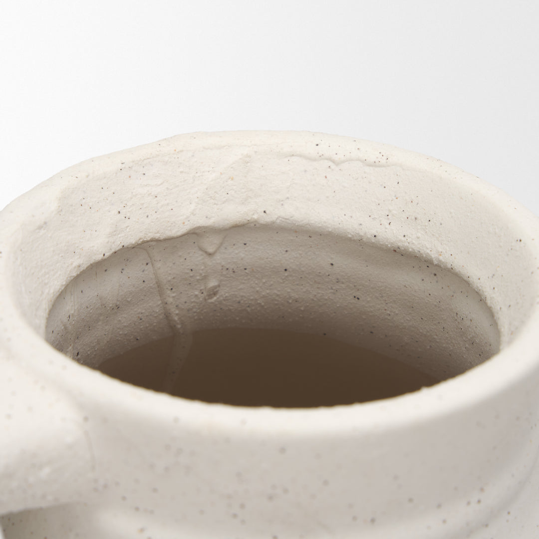 Tyrus Large Textured Matte White w/ Speckling Ceramic Vase Decor Mercana