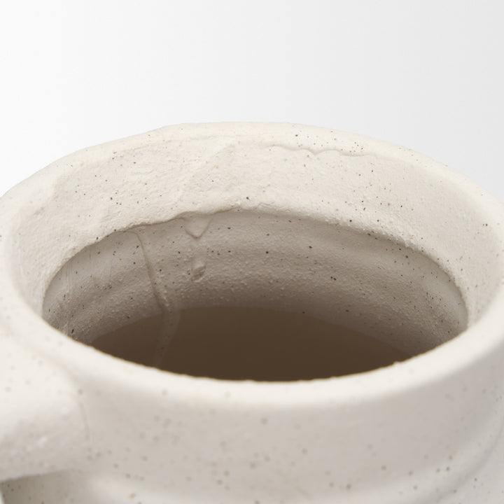Tyrus Large Textured Matte White w/ Speckling Ceramic Vase Decor Mercana