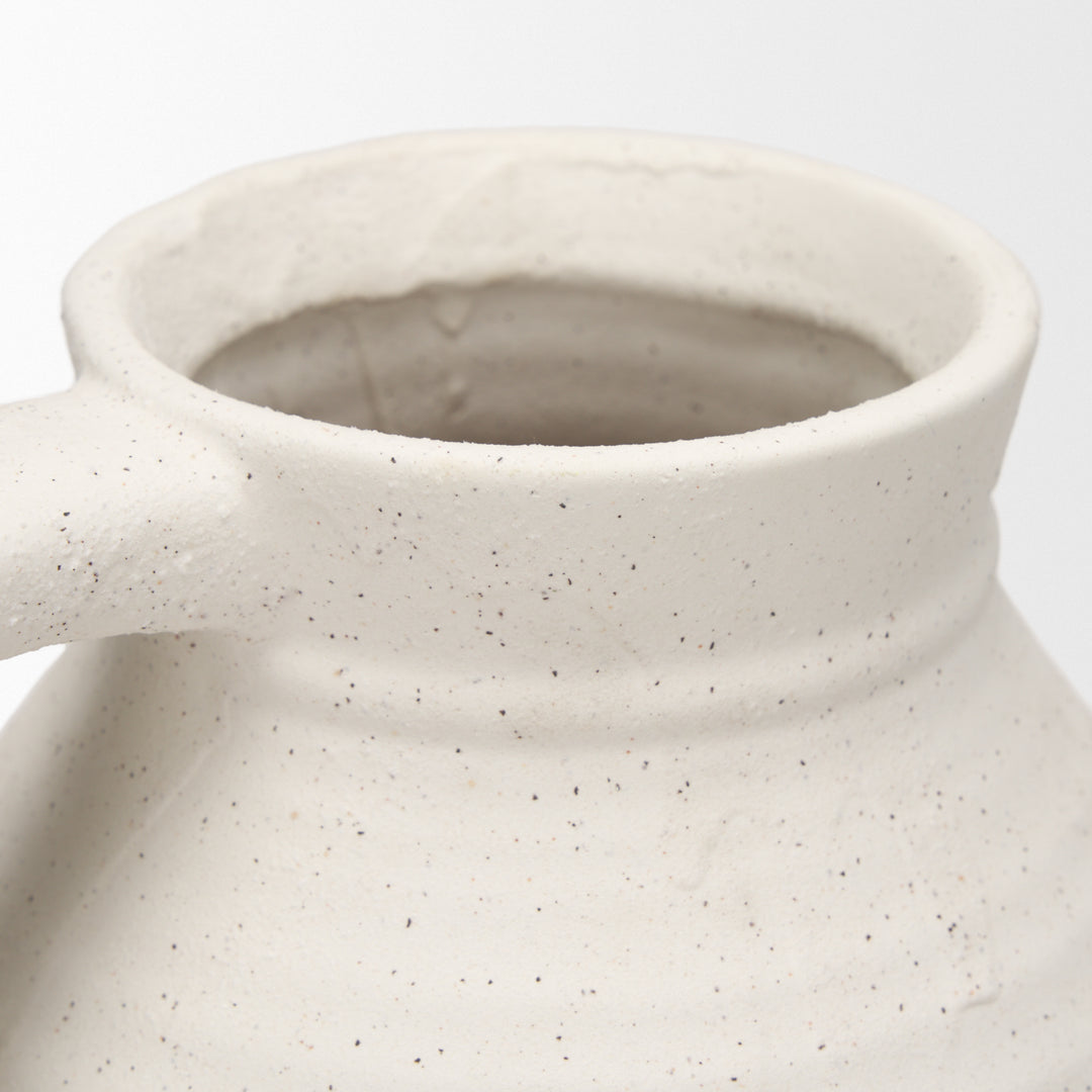 Tyrus Large Textured Matte White w/ Speckling Ceramic Vase Decor Mercana