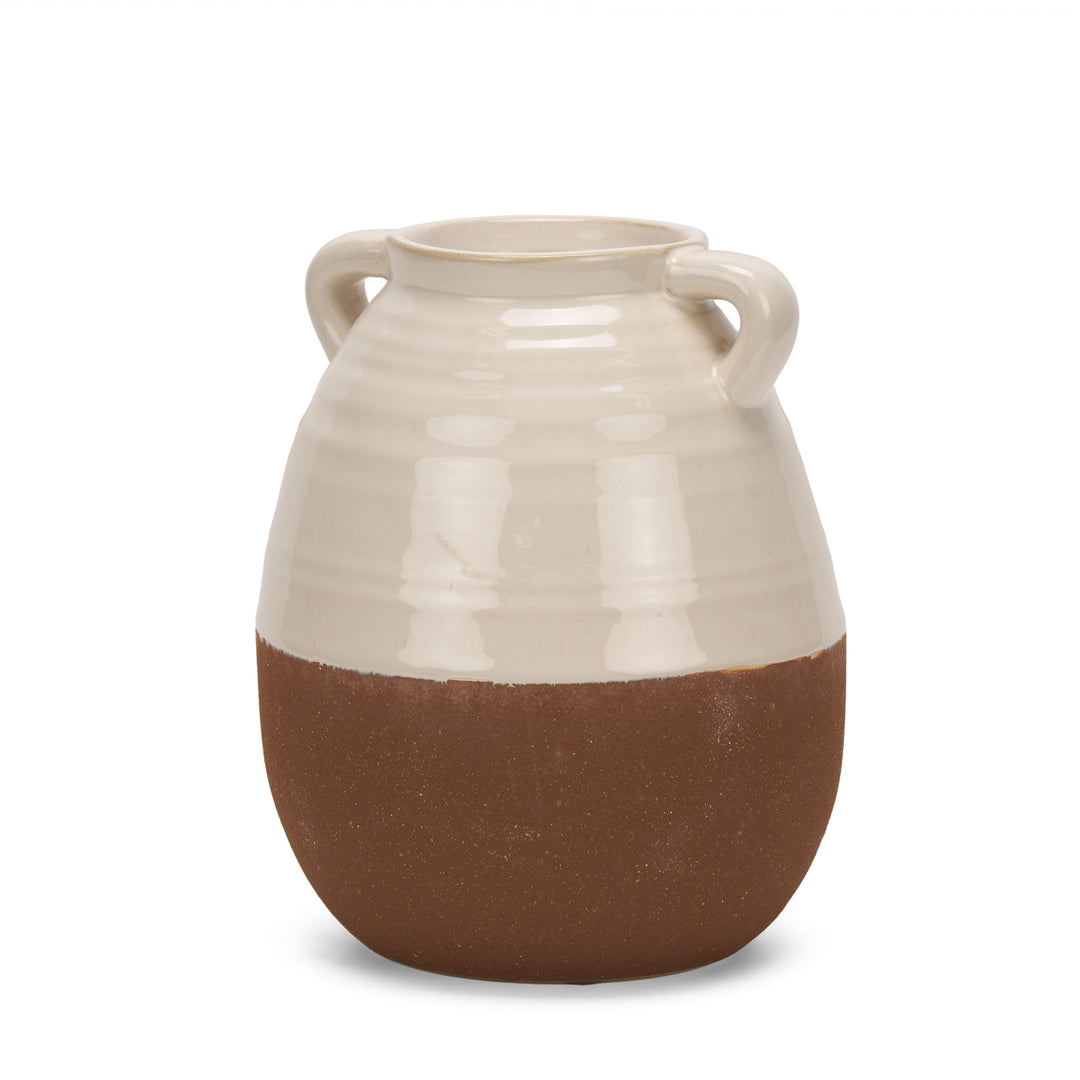Tryna Small Beige w/ Matte Brown Ceramic Vase Decor Mercana
