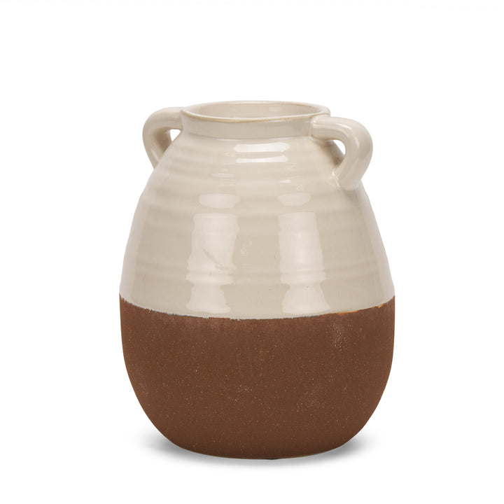 Tryna Small Beige w/ Matte Brown Ceramic Vase Decor Mercana