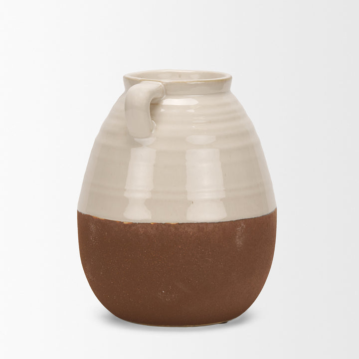 Tryna Small Beige w/ Matte Brown Ceramic Vase Decor Mercana