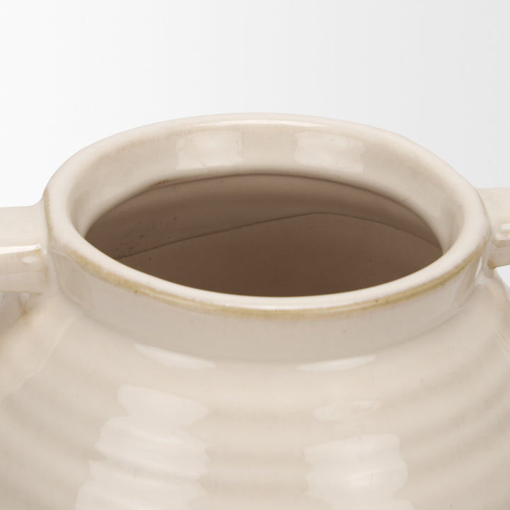 Tryna Small Beige w/ Matte Brown Ceramic Vase Decor Mercana