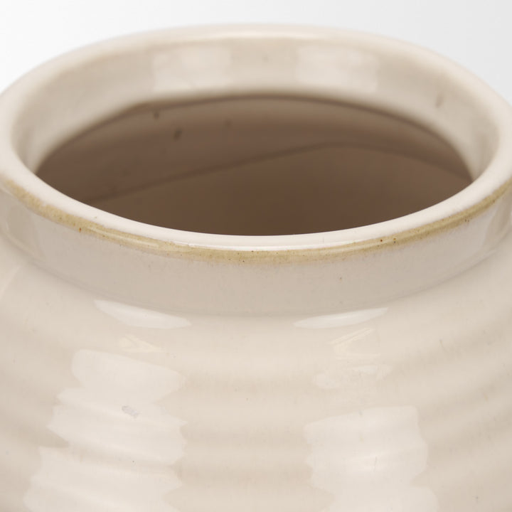 Tryna Small Beige w/ Matte Brown Ceramic Vase Decor Mercana