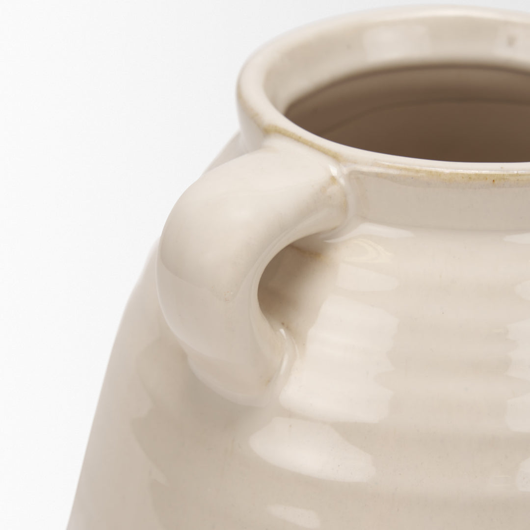 Tryna Small Beige w/ Matte Brown Ceramic Vase Decor Mercana