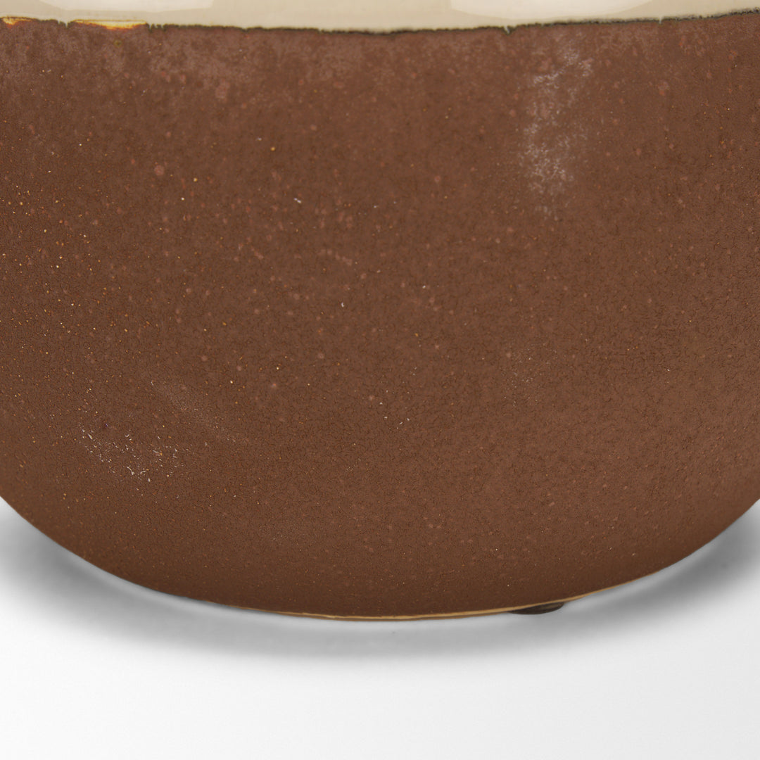 Tryna Small Beige w/ Matte Brown Ceramic Vase Decor Mercana