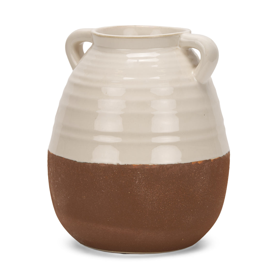 Tryna Large Beige w/ Matte Brown Ceramic Vase Decor Mercana