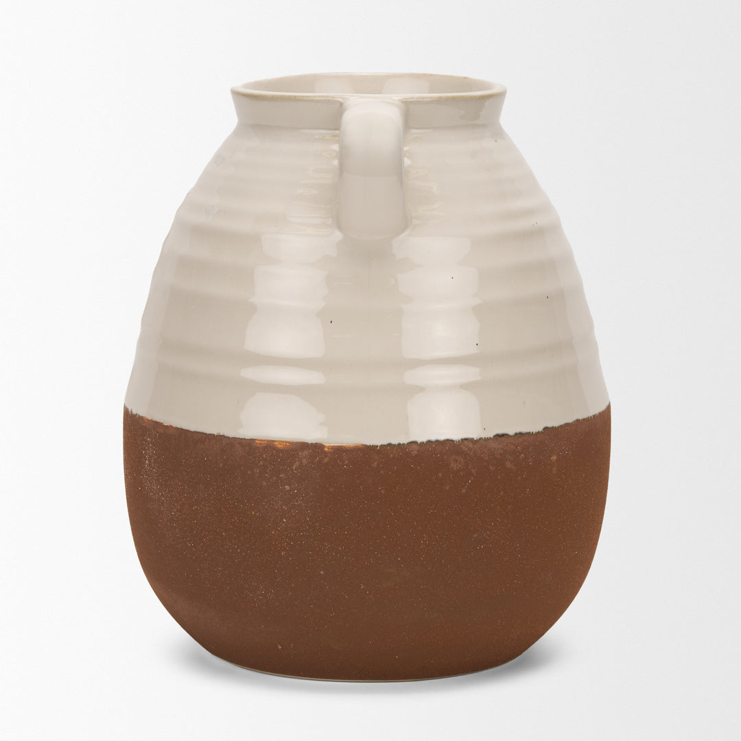 Tryna Large Beige w/ Matte Brown Ceramic Vase Decor Mercana