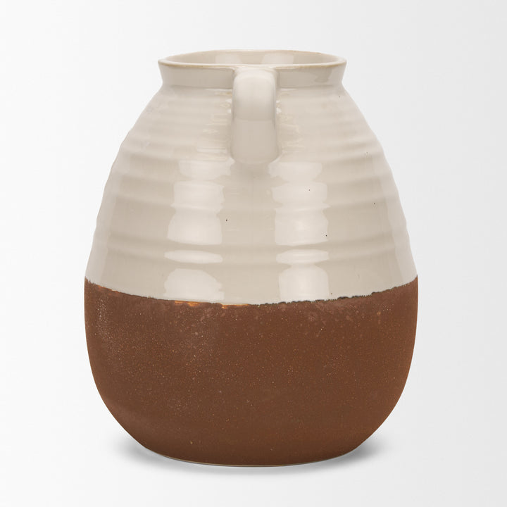 Tryna Large Beige w/ Matte Brown Ceramic Vase Decor Mercana
