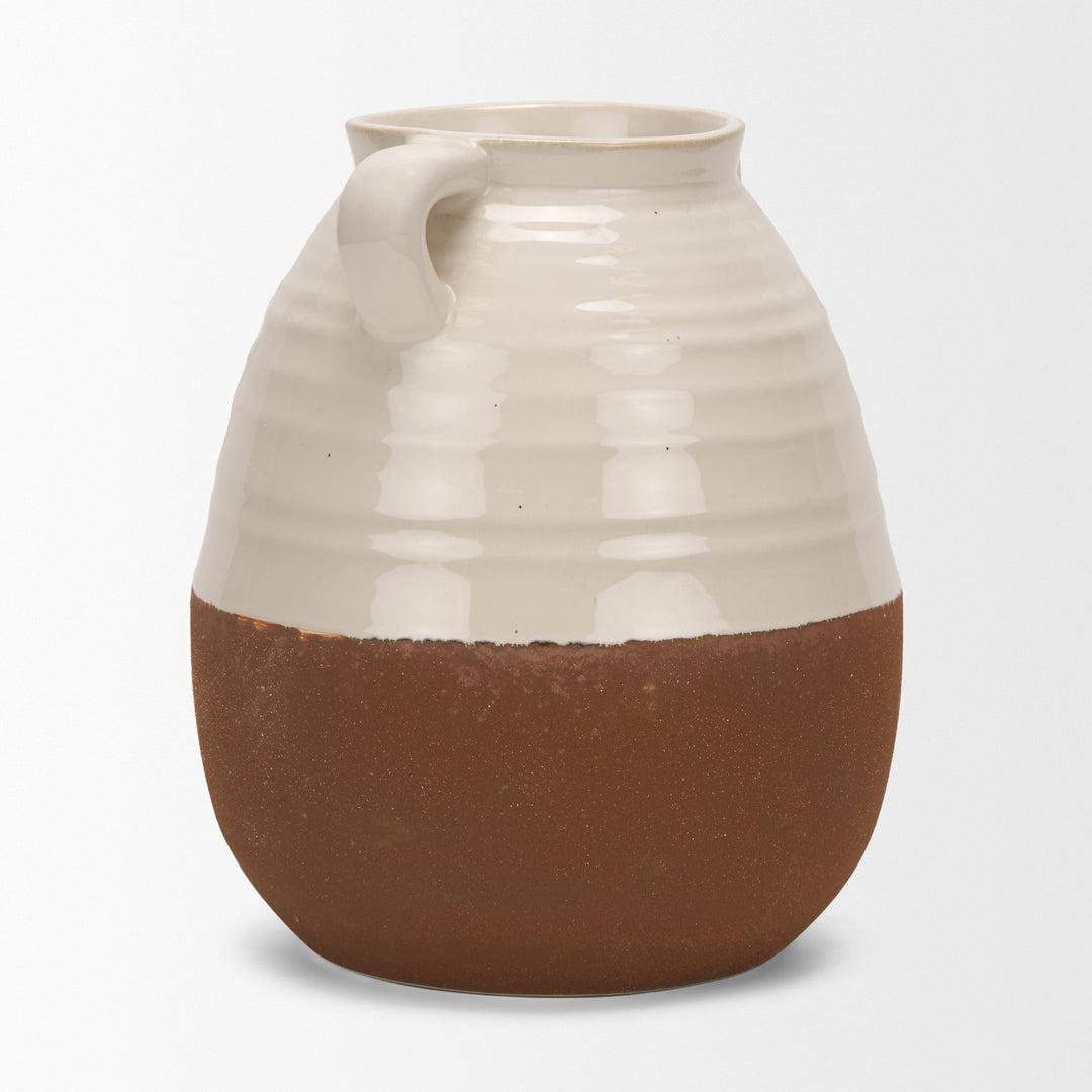 Tryna Large Beige w/ Matte Brown Ceramic Vase Decor Mercana