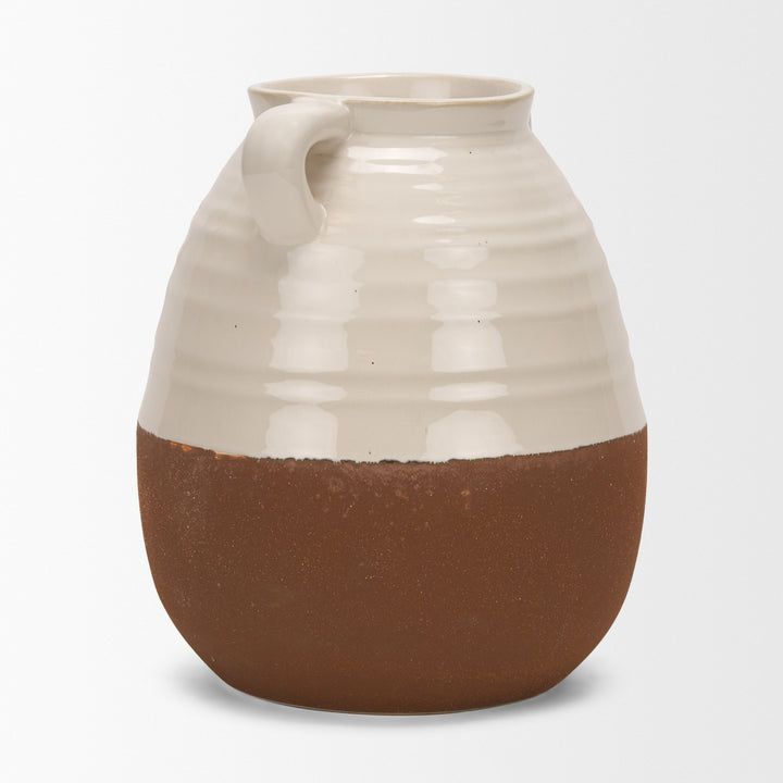 Tryna Large Beige w/ Matte Brown Ceramic Vase Decor Mercana