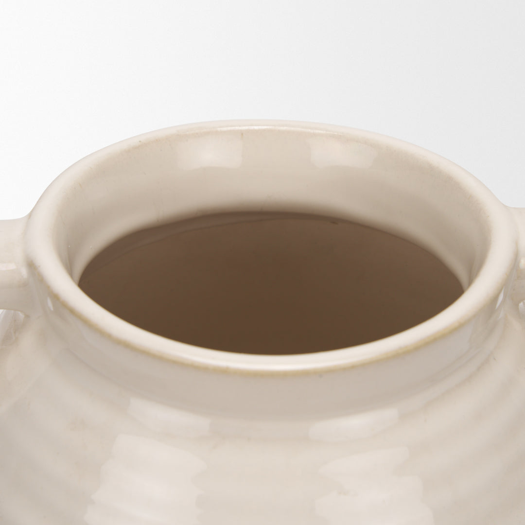 Tryna Large Beige w/ Matte Brown Ceramic Vase Decor Mercana
