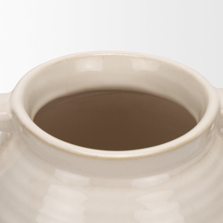Tryna Large Beige w/ Matte Brown Ceramic Vase Decor Mercana