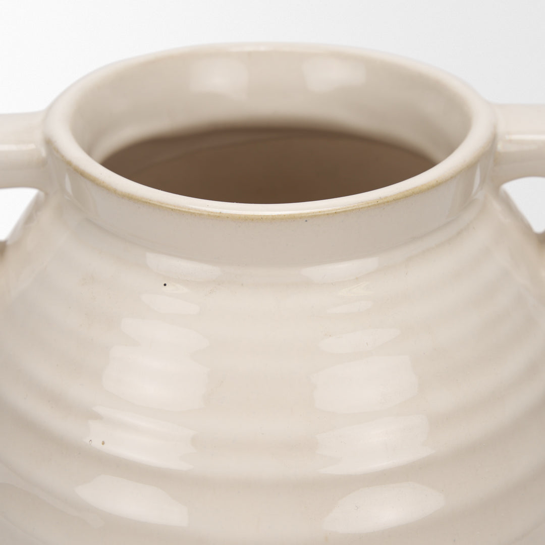 Tryna Large Beige w/ Matte Brown Ceramic Vase Decor Mercana