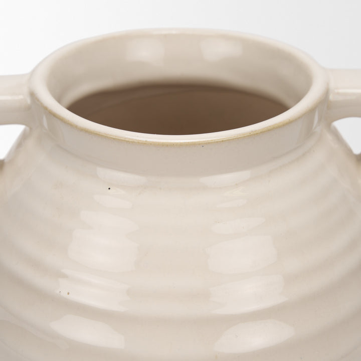 Tryna Large Beige w/ Matte Brown Ceramic Vase Decor Mercana