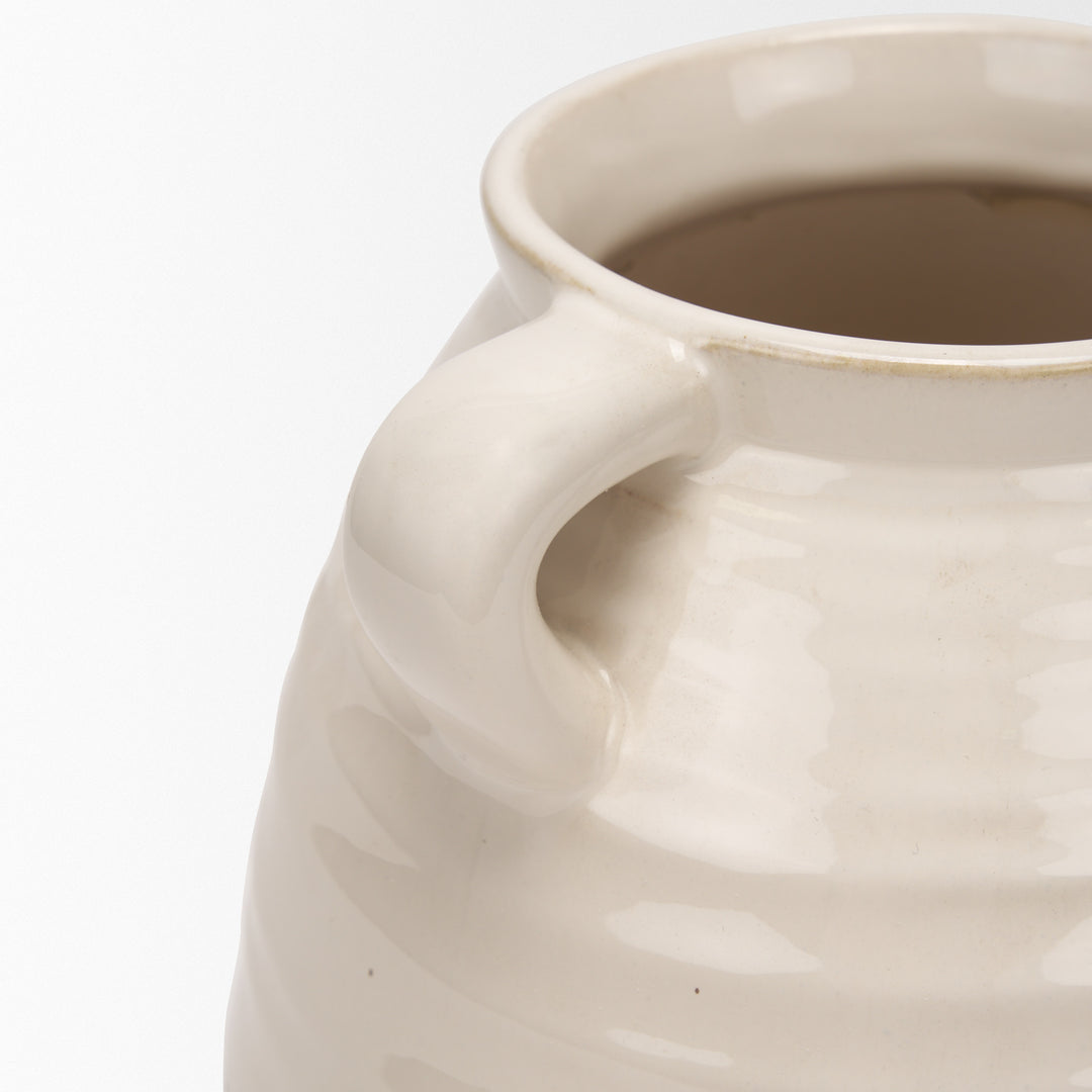 Tryna Large Beige w/ Matte Brown Ceramic Vase Decor Mercana