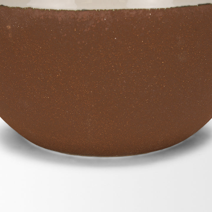 Tryna Large Beige w/ Matte Brown Ceramic Vase Decor Mercana