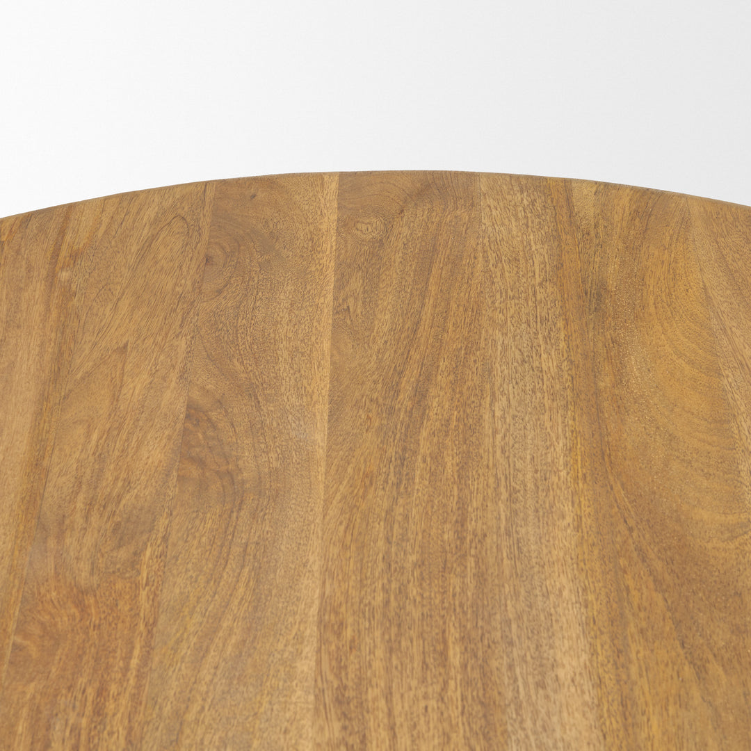 Shima Round Light Brown Wood W/Arched Legs Coffee Table Living Room Mercana