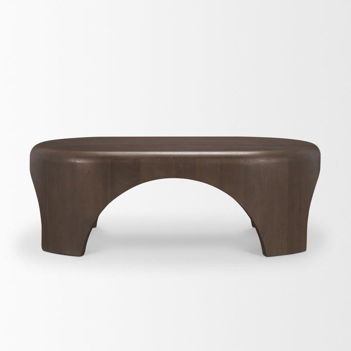 Shima Oval Dark Brown Wood w/ Arched Legs Coffee Table Living Room Mercana