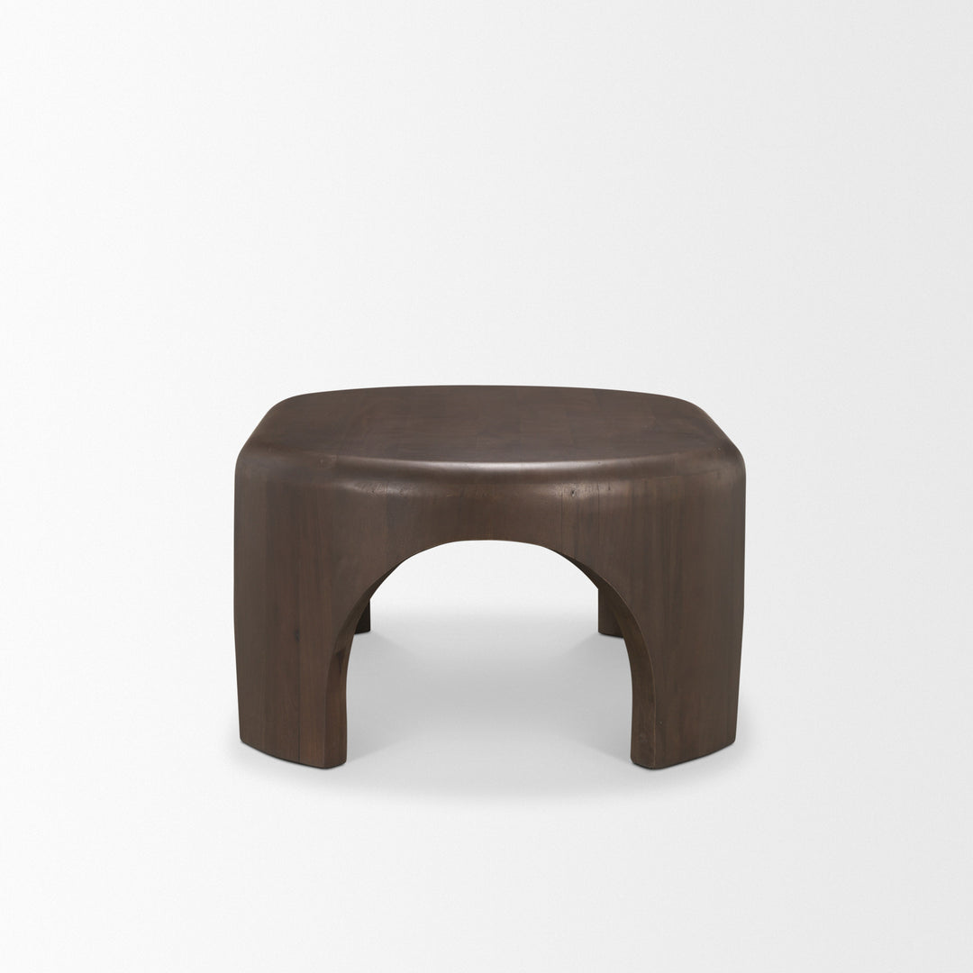 Shima Oval Dark Brown Wood w/ Arched Legs Coffee Table Living Room Mercana