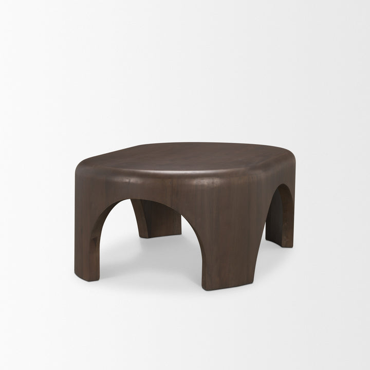 Shima Oval Dark Brown Wood w/ Arched Legs Coffee Table Living Room Mercana