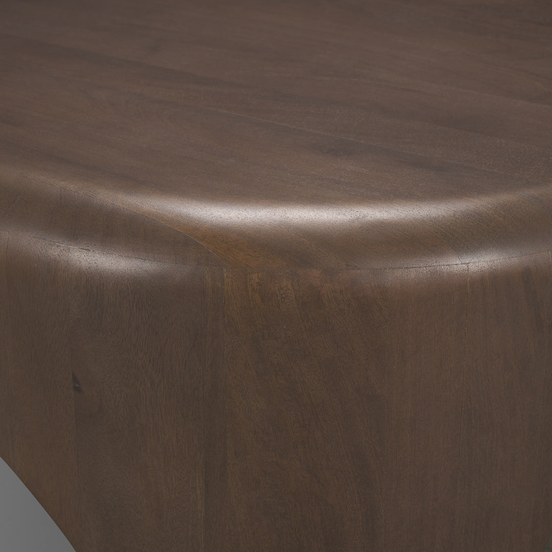 Shima Oval Dark Brown Wood w/ Arched Legs Coffee Table Living Room Mercana