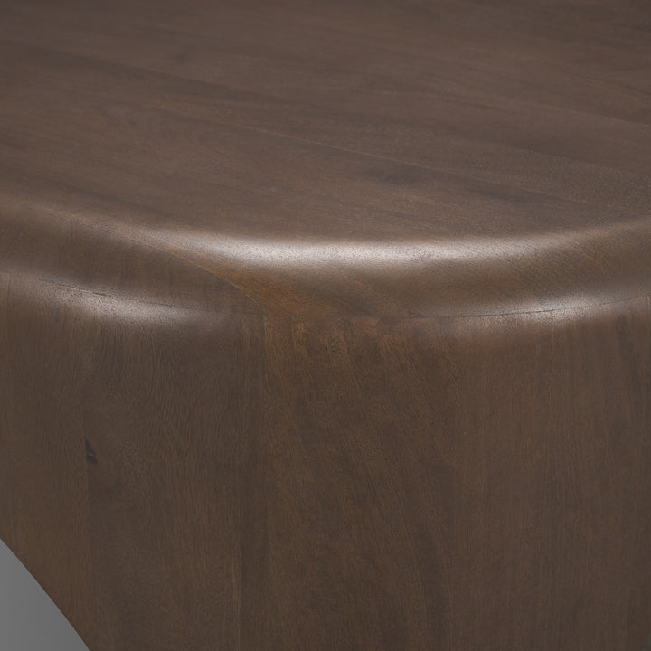 Shima Oval Dark Brown Wood w/ Arched Legs Coffee Table Living Room Mercana