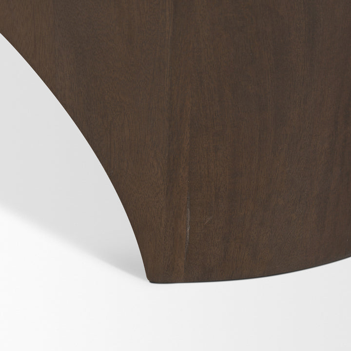 Shima Oval Dark Brown Wood w/ Arched Legs Coffee Table Living Room Mercana