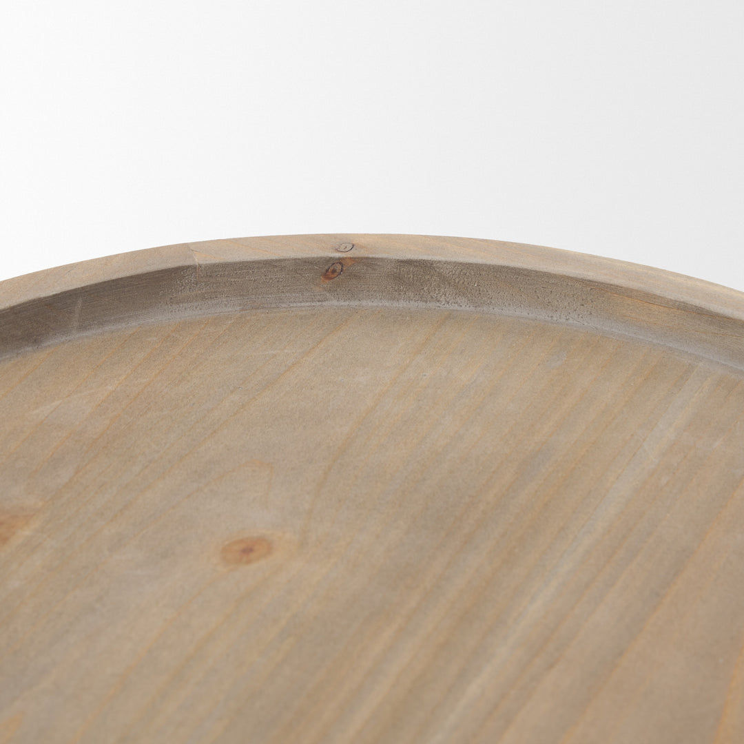 Virve Round Light Brown Wood w/ Gray Wash Wooden Trays Decor Mercana
