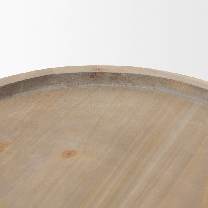 Virve Round Light Brown Wood w/ Gray Wash Wooden Trays Decor Mercana