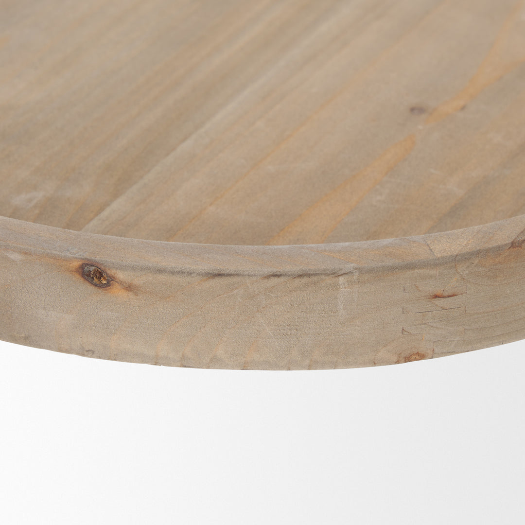 Virve Round Light Brown Wood w/ Gray Wash Wooden Trays Decor Mercana